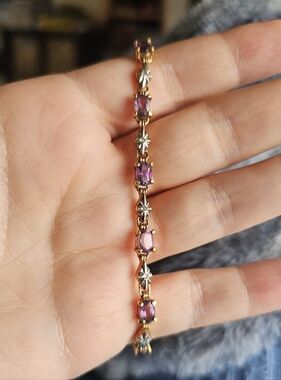 Sterling amethyst & diamond bracelet. Stamped 925 has a gold wash. Beautiful!